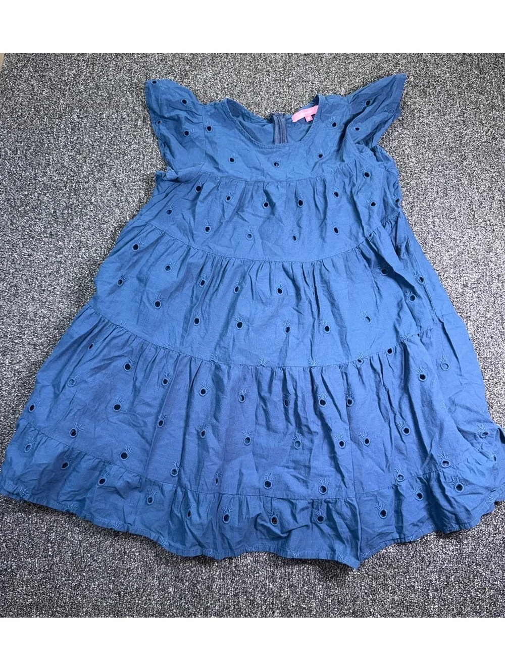 Girl's Simply Southern Blue Eyelet Dress Size Small